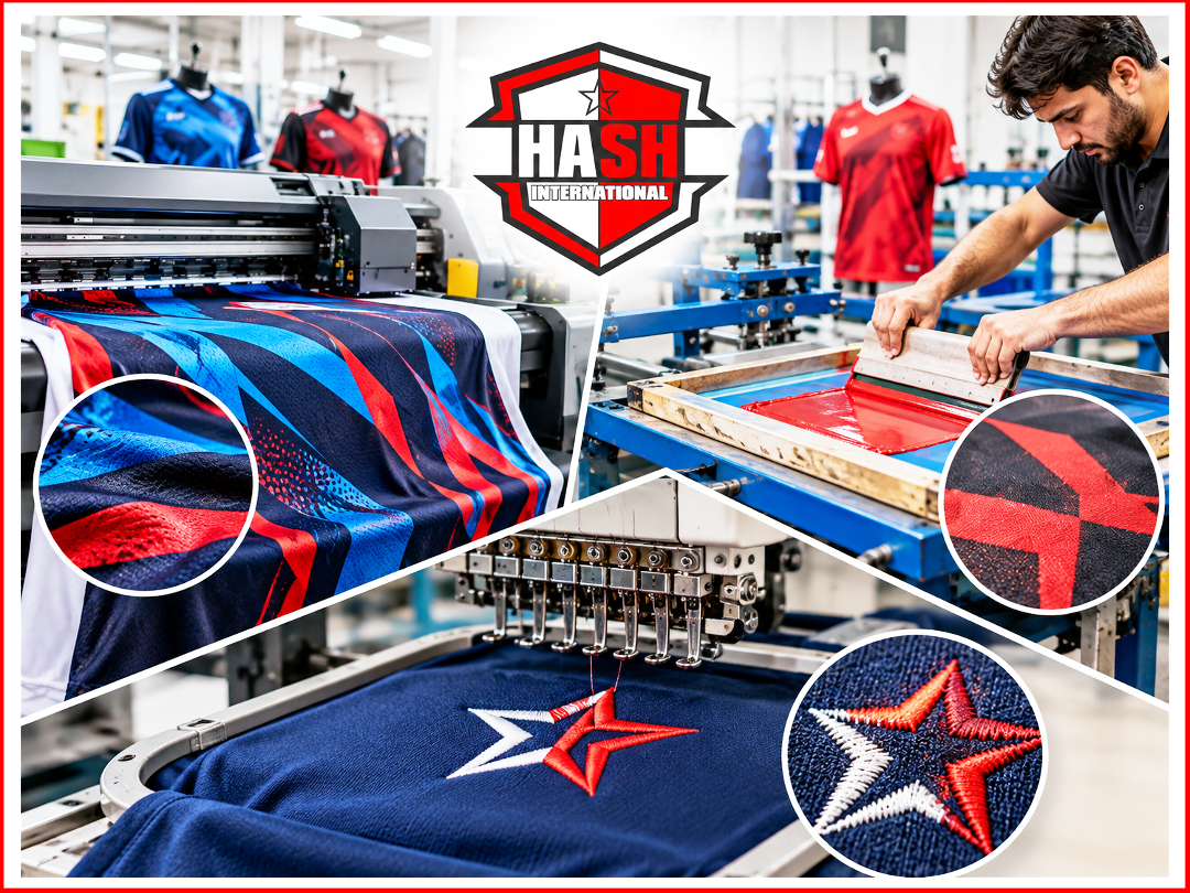 Compare sublimation vs screen printing jerseys and embroidery